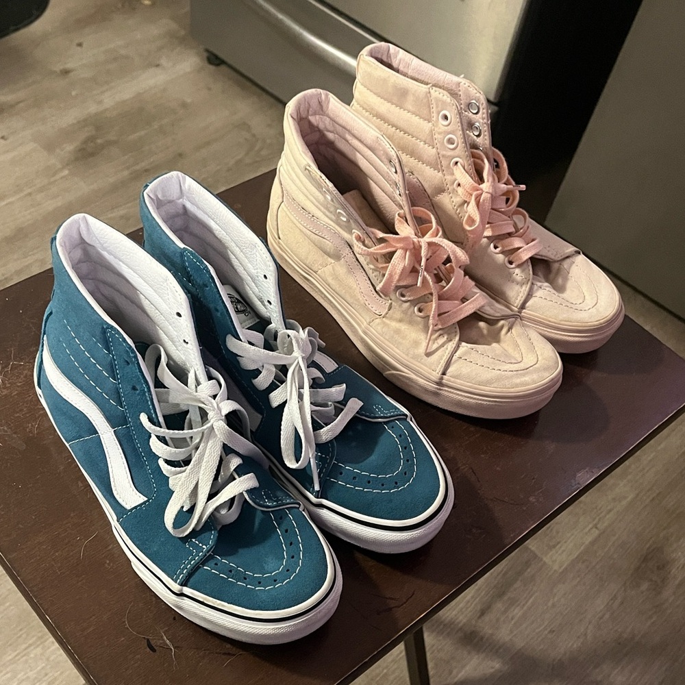 Vans High Top Sneakers - Teal & Blush
